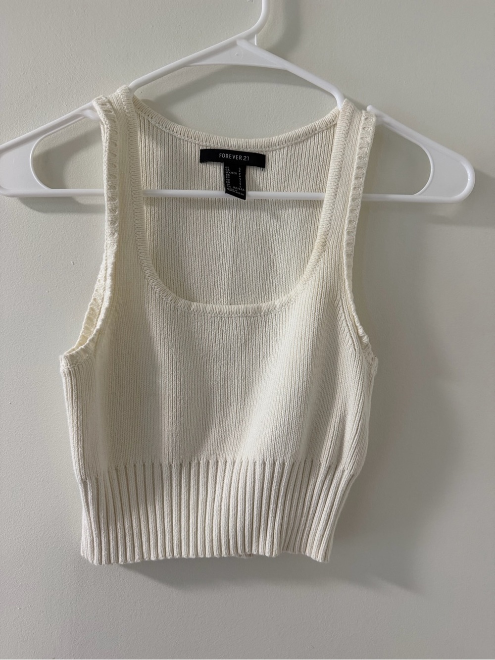 Forever 21 Crop Tank Women S Cream Like New Ribbed Knit Scoop Neck